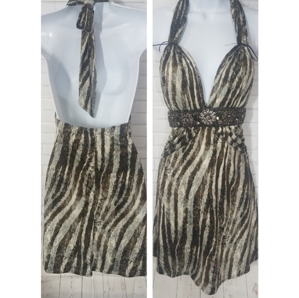 Zebra Embellishments Cocktail Club Dress